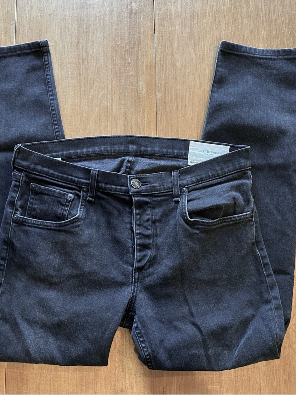 rag & bone Men's Fit 1 Extra Slim Straight Black Jeans